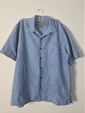 Caribbean Joe Light Blue Short Sleeve Button-Down Shirt Sz Xl